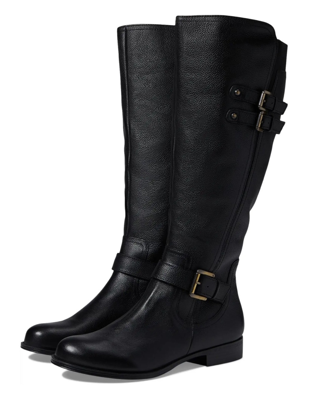 Naturalizer Jessie Black 
Tall Leather Boots with Gold Buckles, size 8